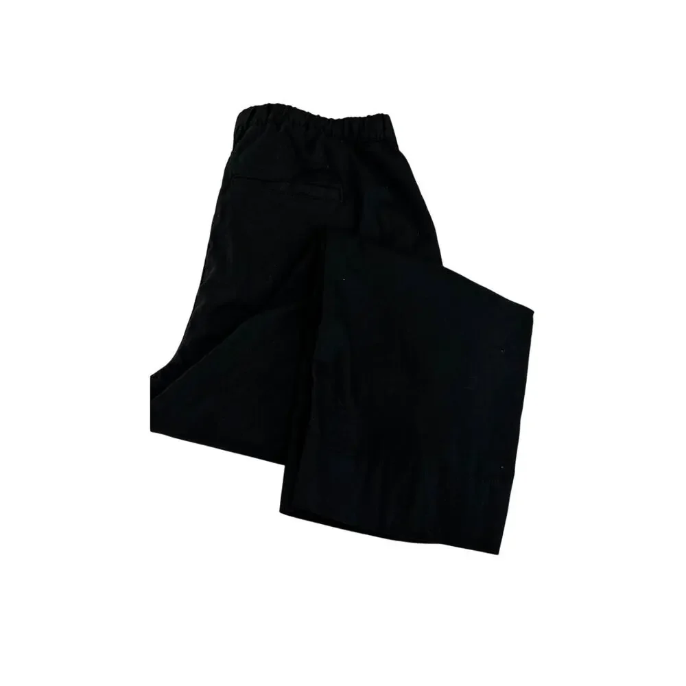 Banana Republic Linen Blend Pants Womens L Black High Rise Tapered Career